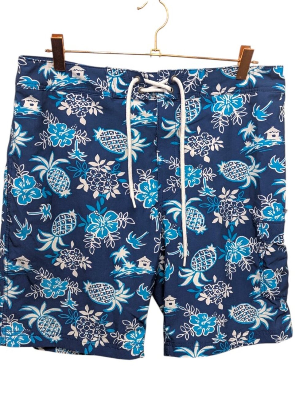 J Crew Flex Swim Trunks New Mesh Lined Mens Size 32 Blue Floral Drawstring